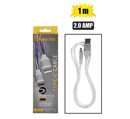 Usb cable type c 2.0 amp multicolor 1m