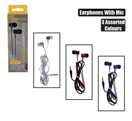 Earphones metallic ultra thin cord+mic