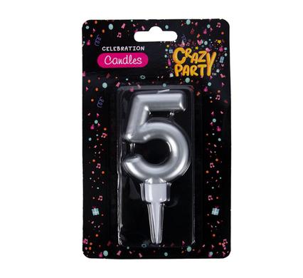 Candle birthday large foil numbers-5