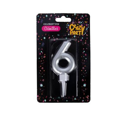 Candle birthday large foil number-6