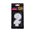 Candle birthday single number-2 silver