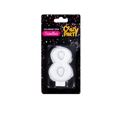Candle birthday single number-8 silver