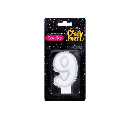 Candle birthday single number-9 silver