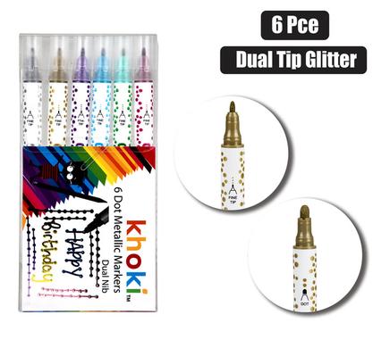 Art+craft dual tip dot&marker glit 6pc