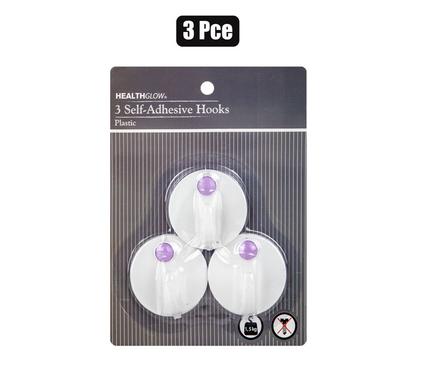Hook pl adhesive round 3pc
