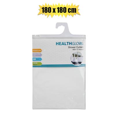 Shower curtain pl w/12 hook 180x180cm