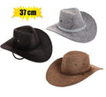Hat mens woven cowboy asstd 37cm