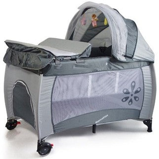 Grey 2-In-1 Baby Playpen &amp; Cot bed Baby Crib